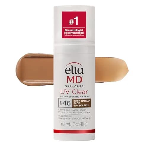 EltaMD UV Clear Deep Tinted Face Sunscreen SPF 46, 1.7 oz Pump | Broad Spectrum Protection for Deep Skin Tones