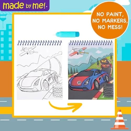 Horizon Group USA Made By Me Aqua Art Transportation Mess-Free Water Coloring Book 4 Pages | Reusable Toddler Travel Toy thumbnail 2