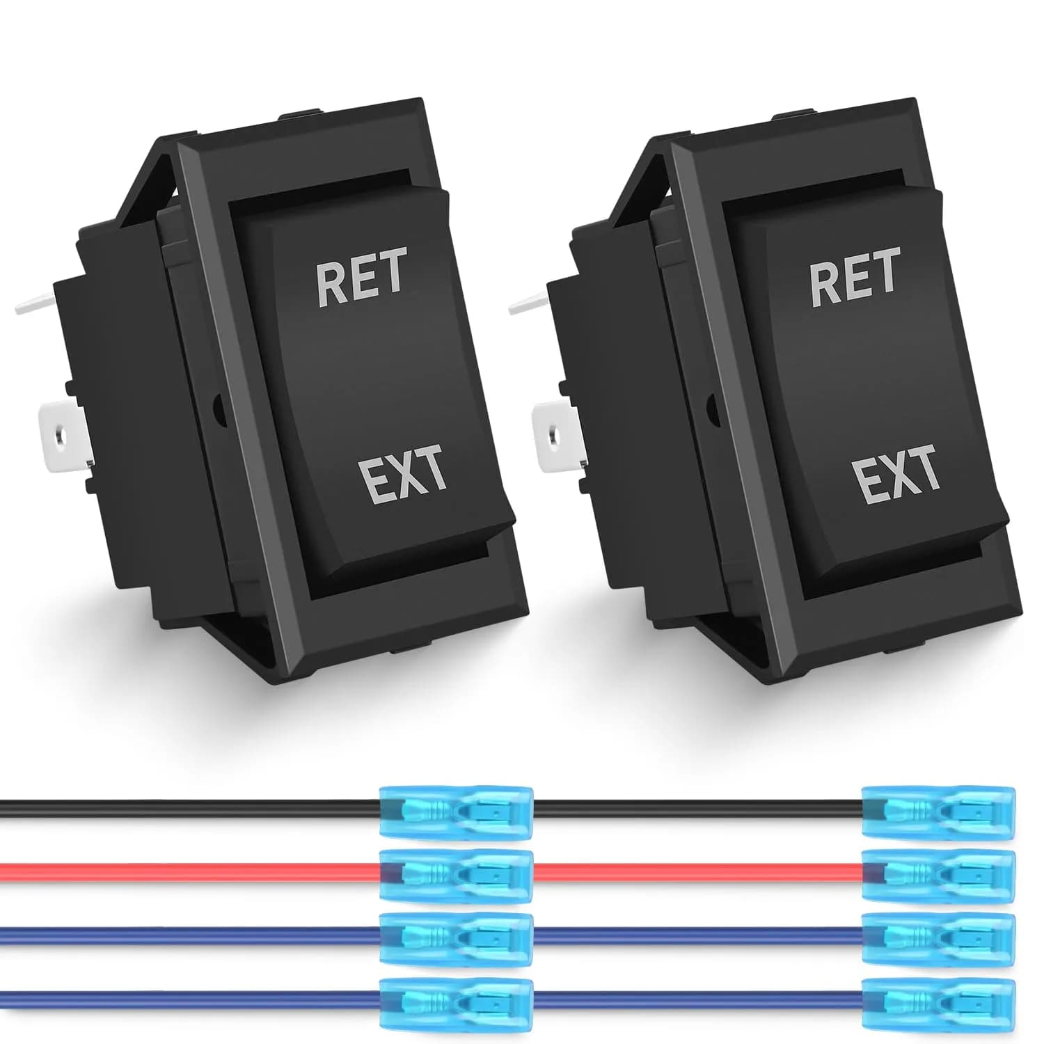 Nilight 2 Pack Momentary (On)-Off-(On) RET EXT Rocker Switch 12V-24V | DPDT 4-Pin Polarity Reverse Control — 2PCS Momentary EXT RET Switch