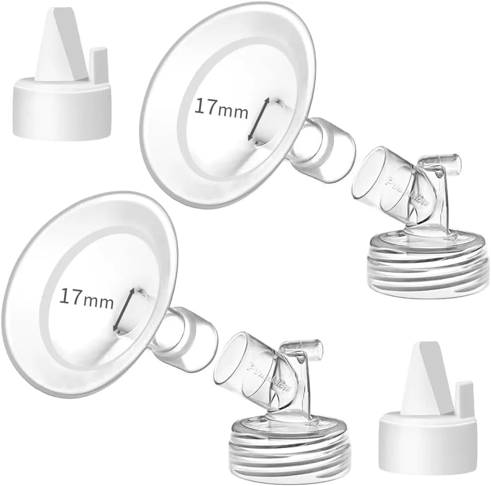 PumpMom-us 21mm Oval Flange & Valve Set for Spectra S2/S1/9+ Breast Pumps | BPA-Free Polypropylene & Silicone — Parts Set with 17mm Oval Flange