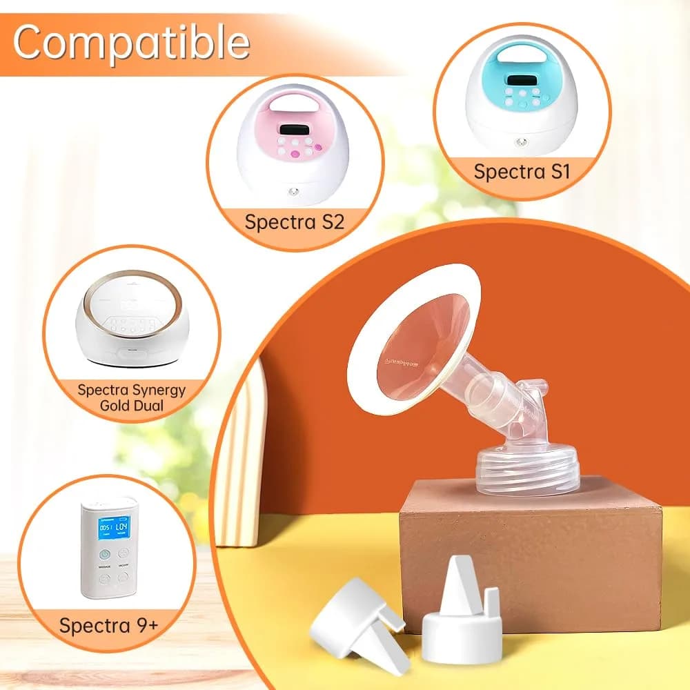 PumpMom-us 19mm Oval Flange & Valve Set for Spectra S2/S1/9+ Breast Pumps | BPA-Free - view 2