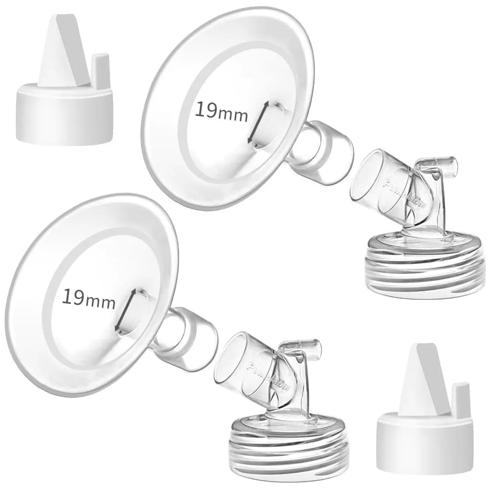 PumpMom-us 21mm Oval Flange & Valve Set for Spectra S2/S1/9+ Breast Pumps | BPA-Free Polypropylene & Silicone — Parts Set with 19mm Oval Flange