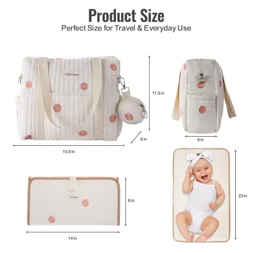 GOBABYMART 3pc Diaper Bag Tote Set with Changing Pad & Pacifier Case | Hospital & Travel Baby Care thumbnail 8