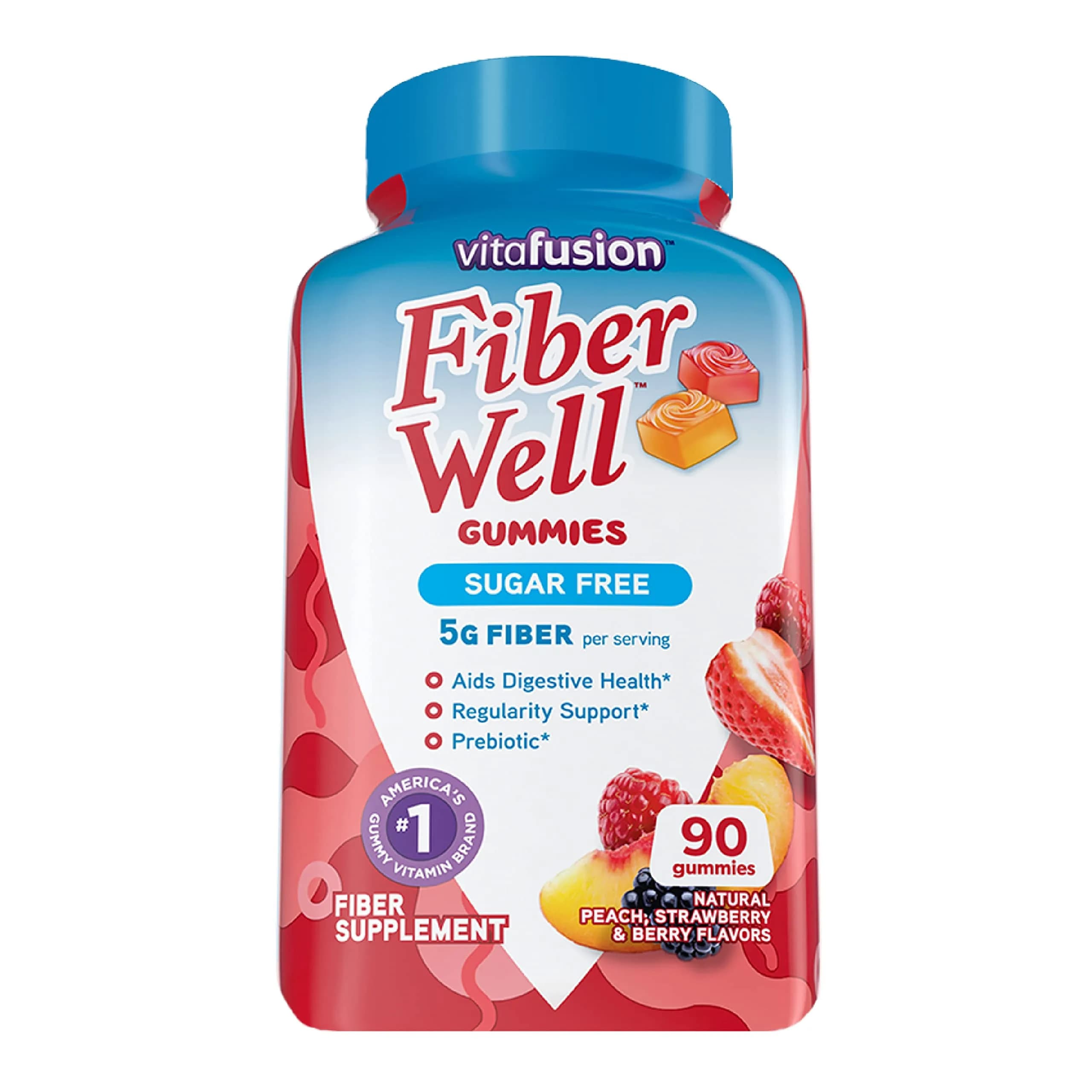 Vitafusion Fiber Well Sugar Free Gummies & 21st Century Papaya Enzyme Tropical Chewables Bundle (90 Gummies + 100 Tablets) - view 2