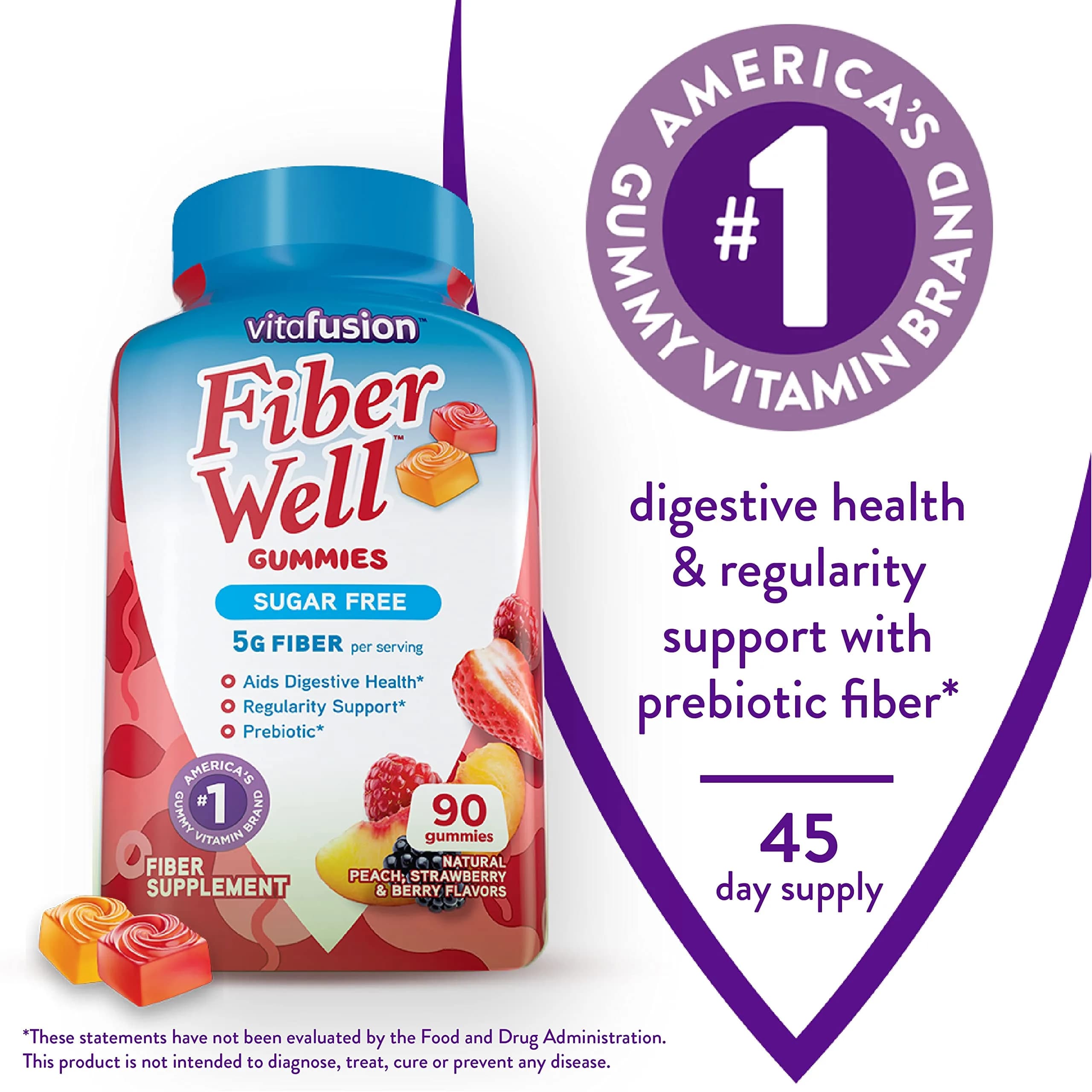 Vitafusion Fiber Well Sugar Free Gummies & 21st Century Papaya Enzyme Tropical Chewables Bundle (90 Gummies + 100 Tablets) - view 3