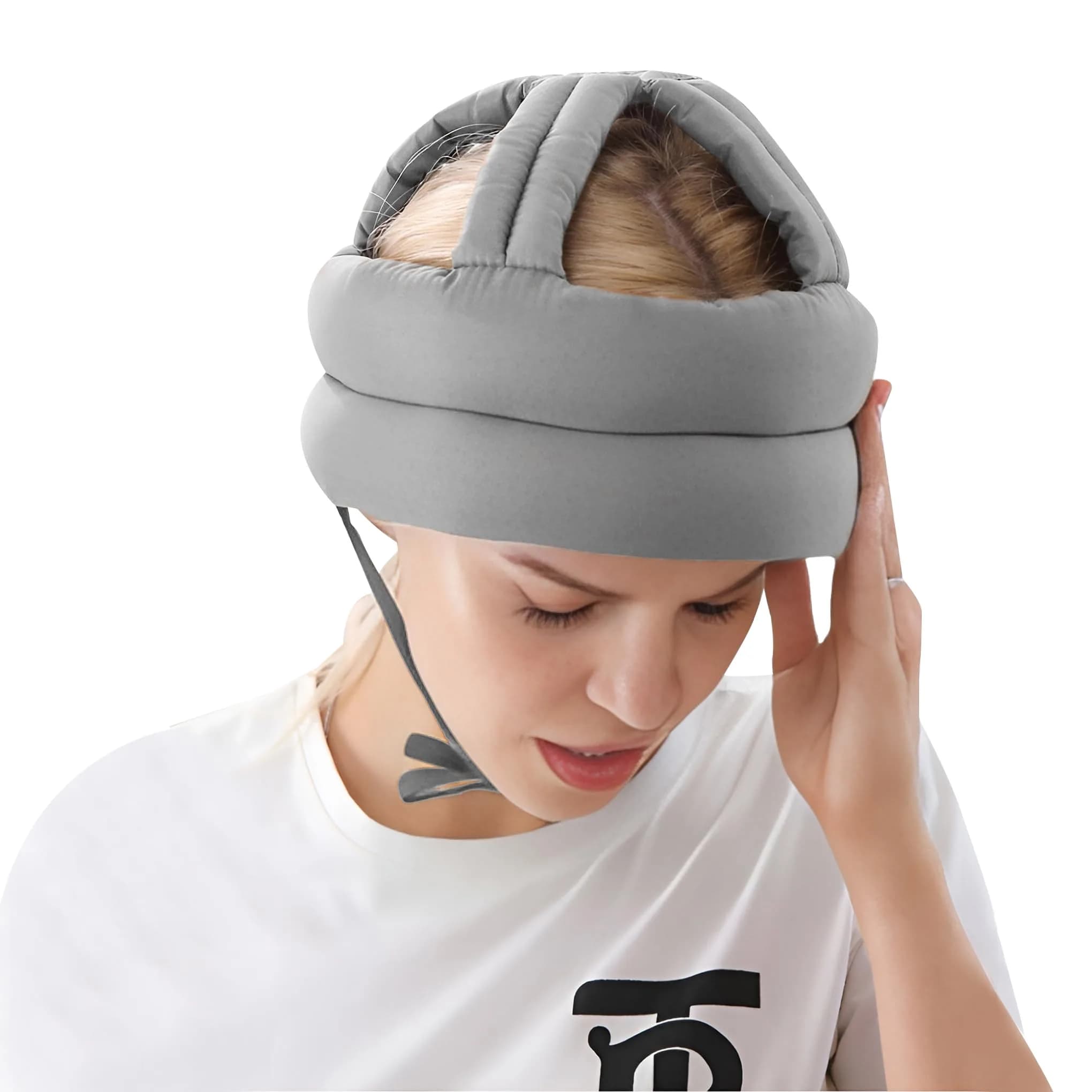 PENINSULA LOVE Elderly Protective Hat Thick Soft Helmet Seniors Anti-Fall Head Protection Hat Adjustable Safety Helmet Bump Cap for Old Man Surgery Recovery Head Injury Stroke Patient (A-Grey) 50-73cm thumbnail 2