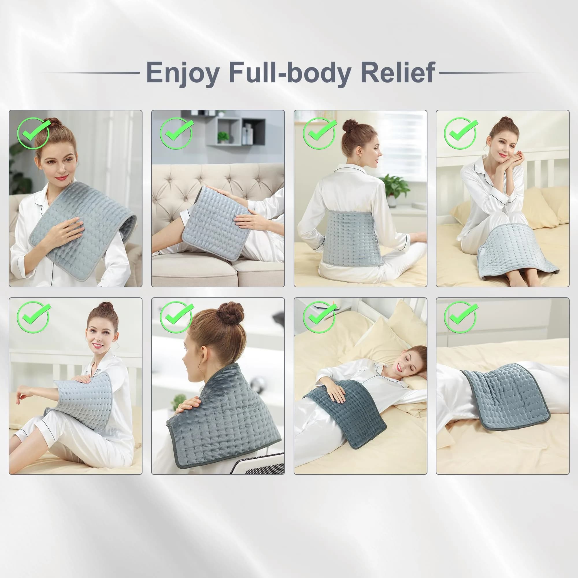 Deepsoon Grey Electric Heating Pad 61x30.5 cm (24x12 Inch) | Soothes Back & Neck Pain with 6 Heat Levels - view 5