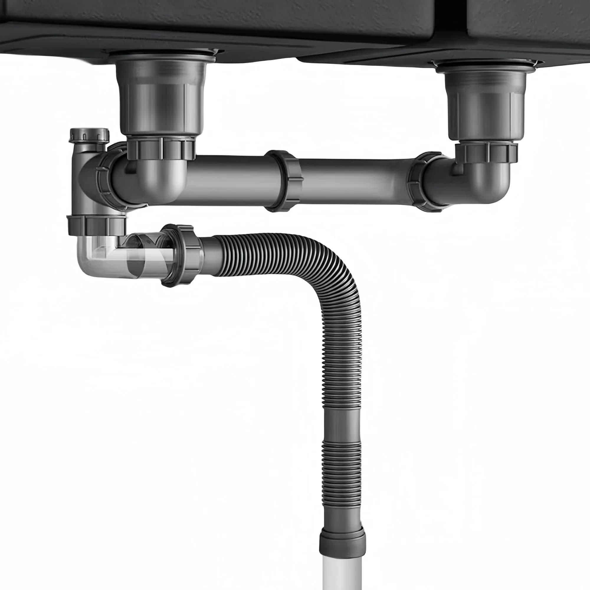 COLDDD Flexible Double Kitchen Sink Drain Kit 1-1/2 in | Space-Saving, Durable, Easy Install - main product image