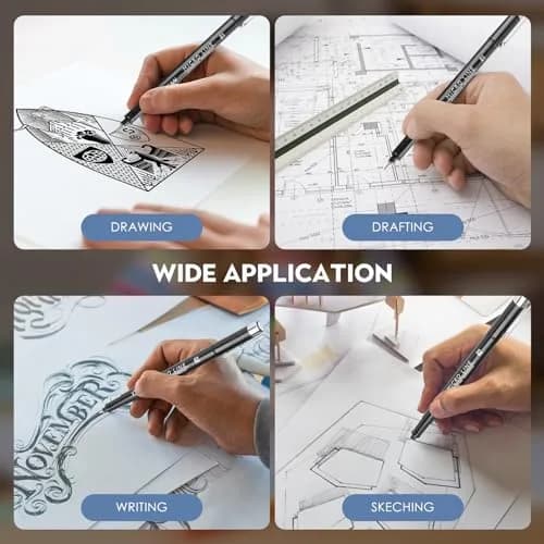 YISAN Black Drawing Art Markers Micro Fineliner Manga Pens 16 Count (Pack of 16) | Alcohol-Based Ink for Sketching & Technical Drawing thumbnail 4