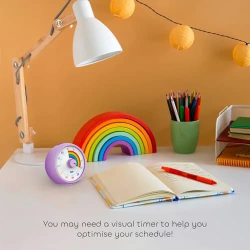 kiecky squirrel Visual Countdown Timer 60-Minute Rainbow Pattern Purple | Silent Operation for Kids Time Management thumbnail 4
