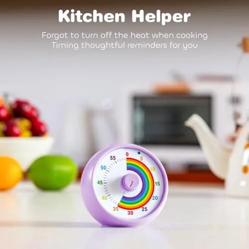 kiecky squirrel Visual Countdown Timer 60-Minute Rainbow Pattern Purple | Silent Operation for Kids Time Management thumbnail 6