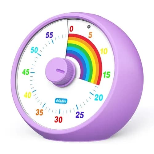 kiecky squirrel Visual Countdown Timer 60-Minute Rainbow Pattern Purple | Silent Operation for Kids Time Management thumbnail 1
