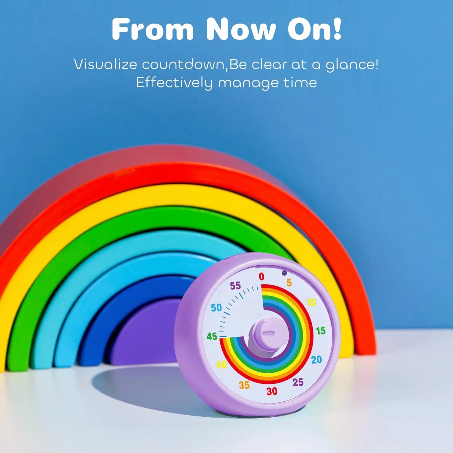 kiecky squirrel Visual Countdown Timer 60-Minute Rainbow Pattern Purple | Silent Operation for Kids Time Management - view 2