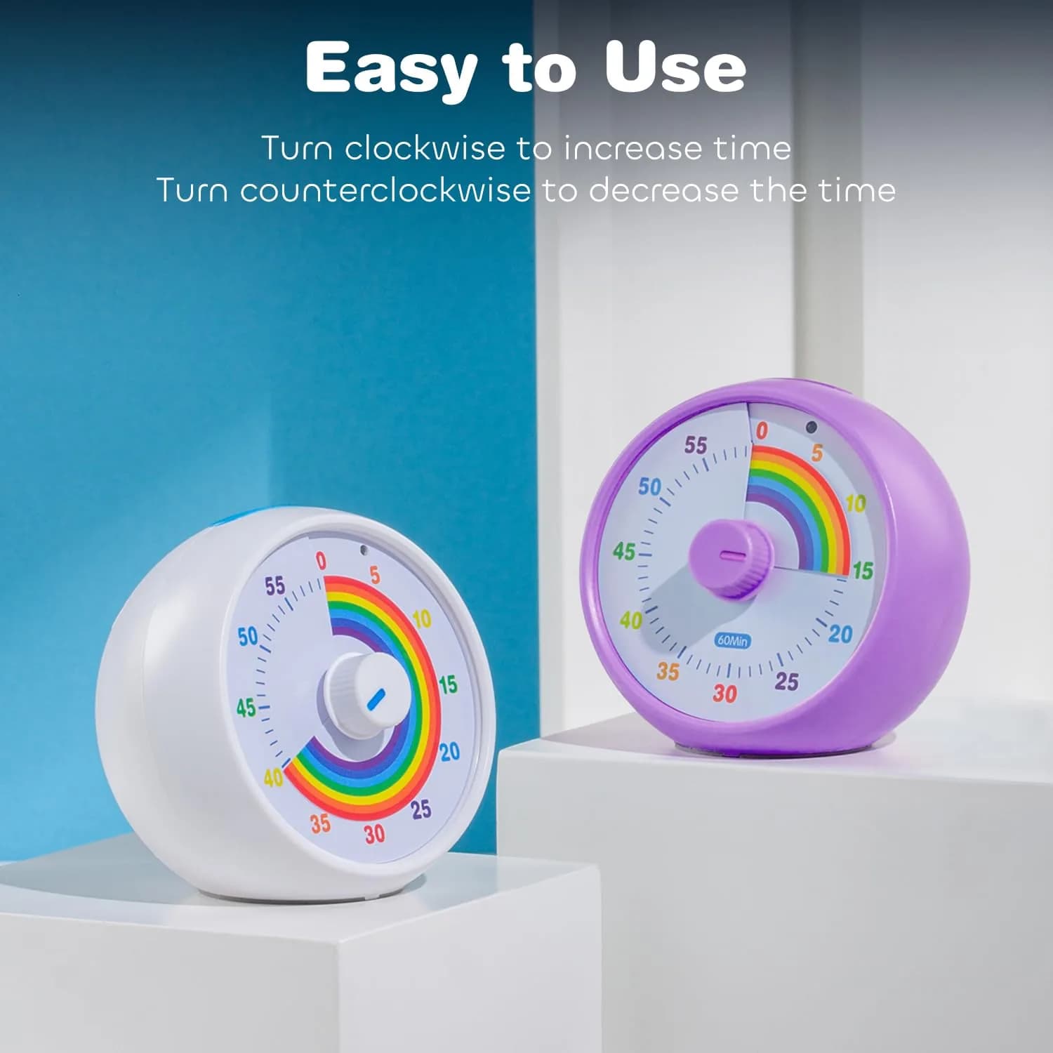 kiecky squirrel Visual Countdown Timer 60-Minute Rainbow Pattern Purple | Silent Operation for Kids Time Management - view 3