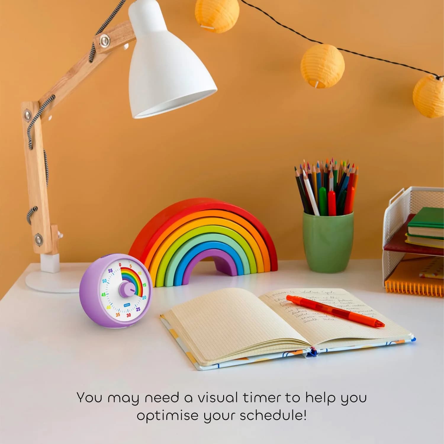 kiecky squirrel Visual Countdown Timer 60-Minute Rainbow Pattern Purple | Silent Operation for Kids Time Management - view 4