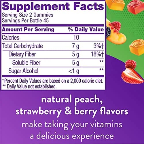Vitafusion Fiber Well Sugar Free Fiber Supplement & B12 Gummy Vitamins 90 Count + 140 Count | Digestive & Energy Support thumbnail 3