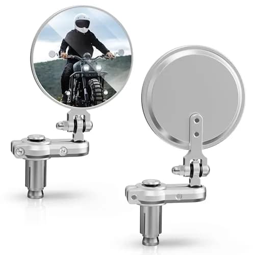 MICTUNING 7/8" Universal Motorcycle Mirrors - 3 Inch Round Folding Bar End Side Mirror | 7.6 cm Round Convex Glass thumbnail 1