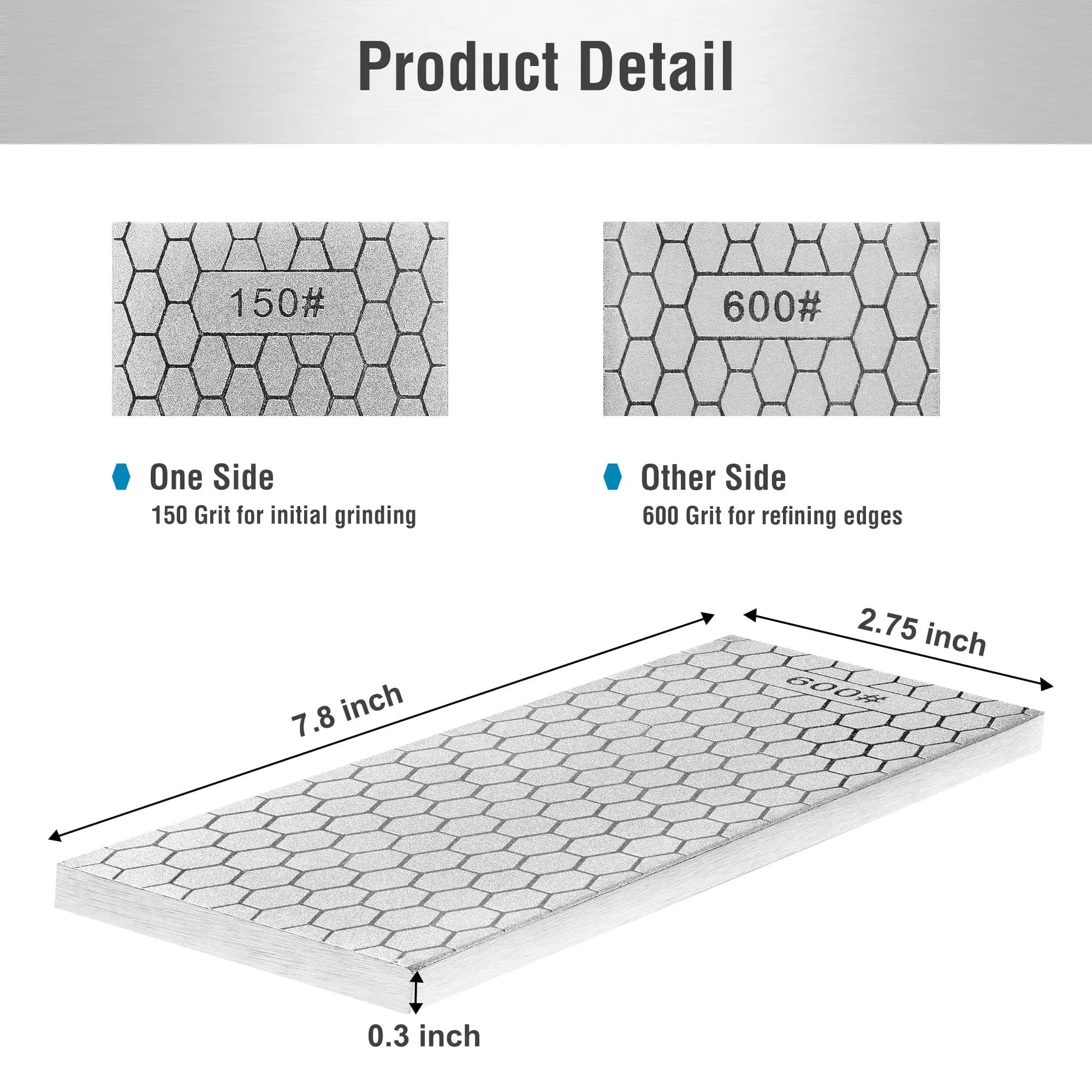 S SATC Diamond Sharpening Stone 20.32cm x 7.62cm (8in x 3in) | 150/600 Grit Double-Sided Honing Plate - view 2