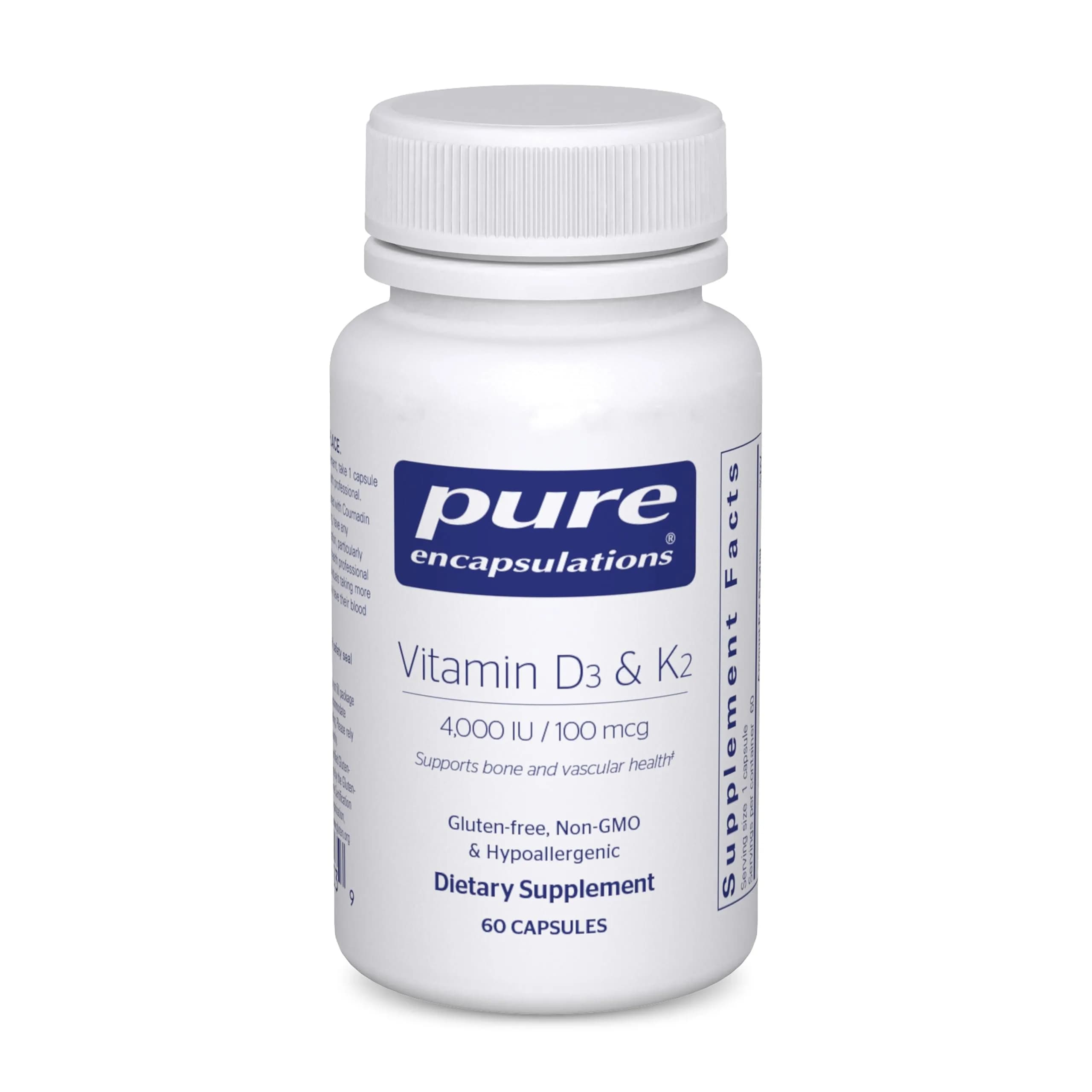 Pure Encapsulations Vitamin D3 & K2 Bone & Vascular Health Support | Gluten Free Non-GMO Formula - main product image