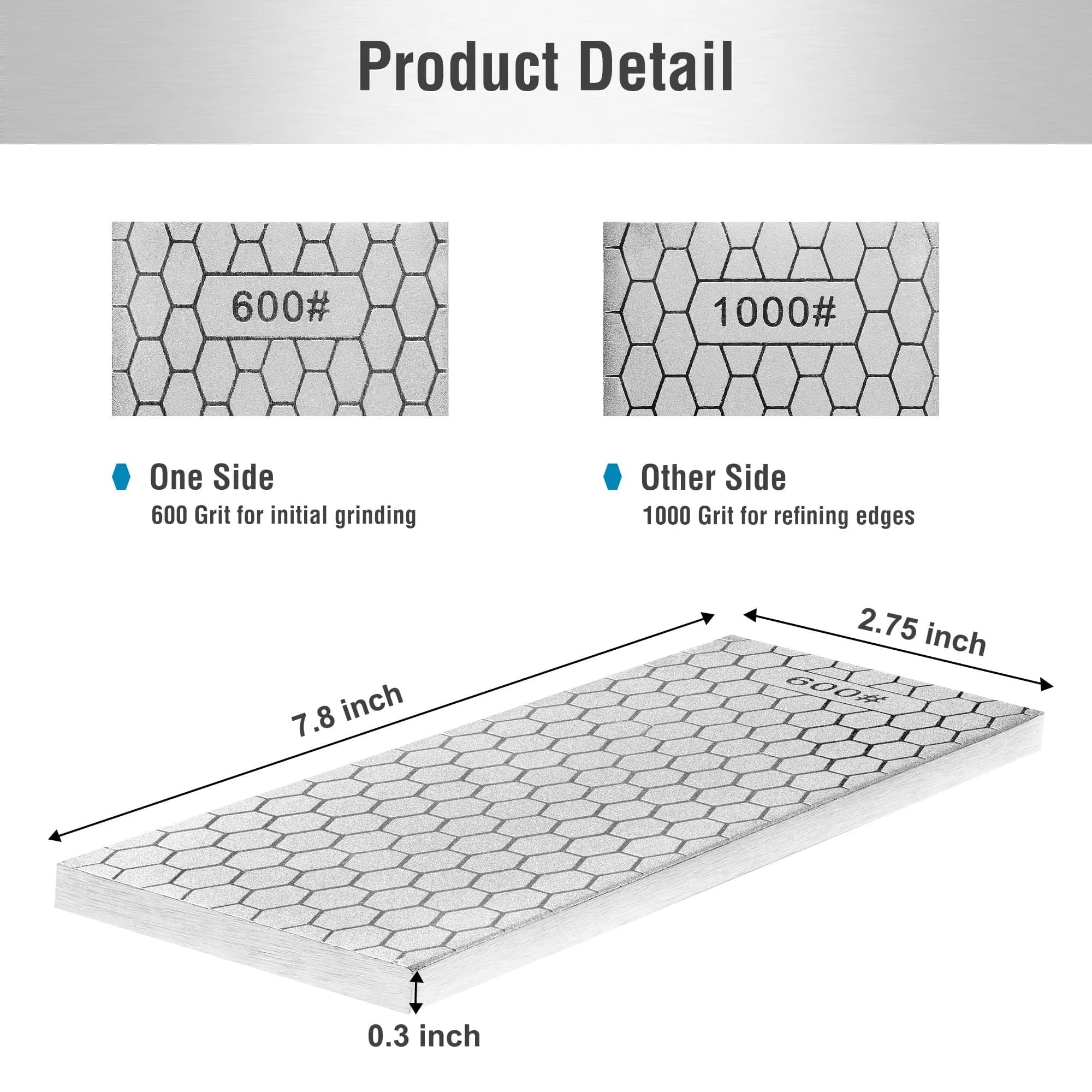 S SATC Diamond Sharpening Stone 20.3 cm (8 inch) 600/1000 Grit | Dual-Sided Honing Plate for Knives and Tools - view 2