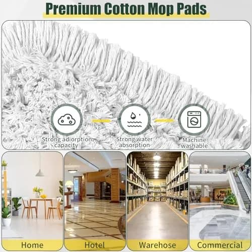 BUVE Commercial Dust Mop 91.44 cm (36 inch) | Heavy Duty Industrial Floor Cleaner with 2 Washable Cotton Pads thumbnail 5