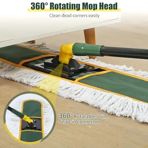 BUVE Commercial Dust Mop 91.44 cm (36 inch) | Heavy Duty Industrial Floor Cleaner with 2 Washable Cotton Pads thumbnail 4