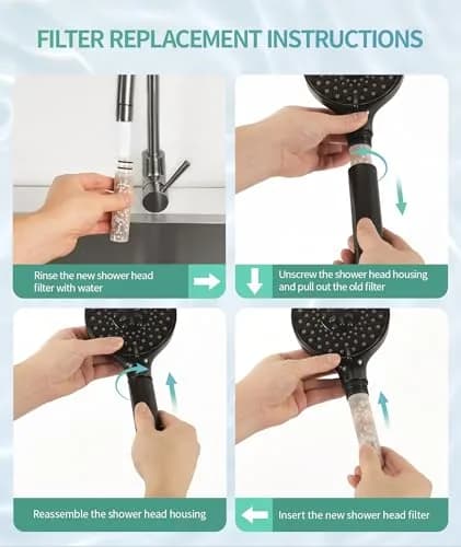 SR SUN RISE Shower Filter Replacement Cartridge 2-Pack | For Handheld Shower Heads, Hard Water, Chlorine Reduction thumbnail 6