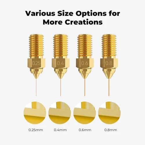 Creality Ender 3 V3 SE Nozzles 8PCS Brass 0.25/0.4/0.6/0.8mm | High-Temperature 300°C M6 Hotend Nozzles thumbnail 5