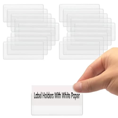 ELEMGULY Clear Adhesive Label Holders 2 x 1 Inch (200 Pack) | Self-Adhesive for Supermarkets & Shelving thumbnail 1