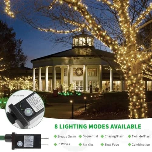 Tcamp 306FT 1000 LED Christmas Tree Lights Warm White | 92.96m 3000 LED String Lights with Timer & Memory Function thumbnail 3
