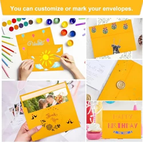 Joyberg Yellow 5x7 Envelopes 12.7x18.4cm (5.25x7.25in) | Self-Seal for Cards & Photos thumbnail 5