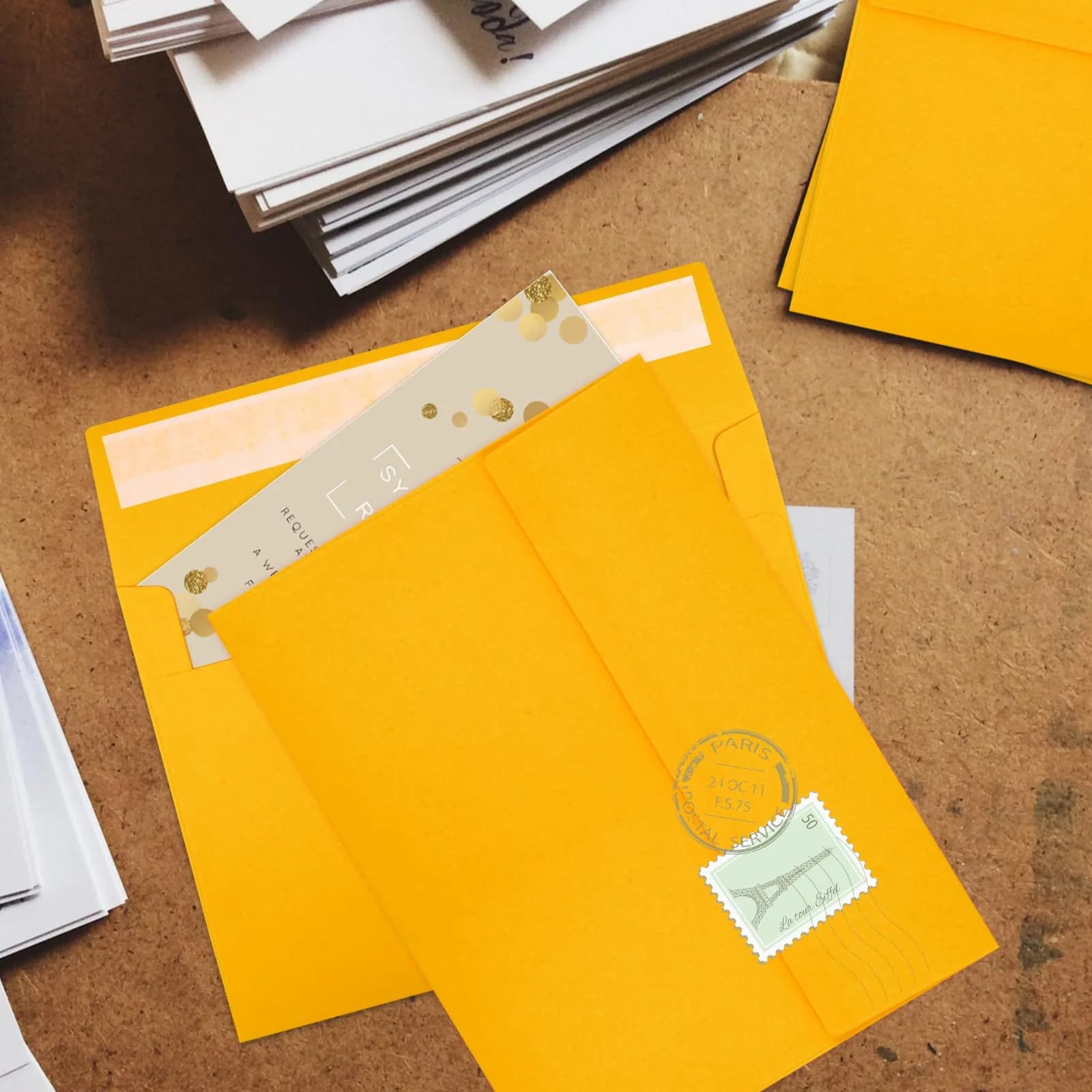 Joyberg Yellow 5x7 Envelopes 12.7x18.4cm (5.25x7.25in) | Self-Seal for Cards & Photos - view 6