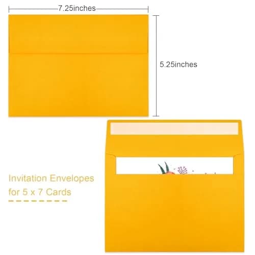 Joyberg Yellow 5x7 Envelopes 12.7x18.4cm (5.25x7.25in) | Self-Seal for Cards & Photos thumbnail 2
