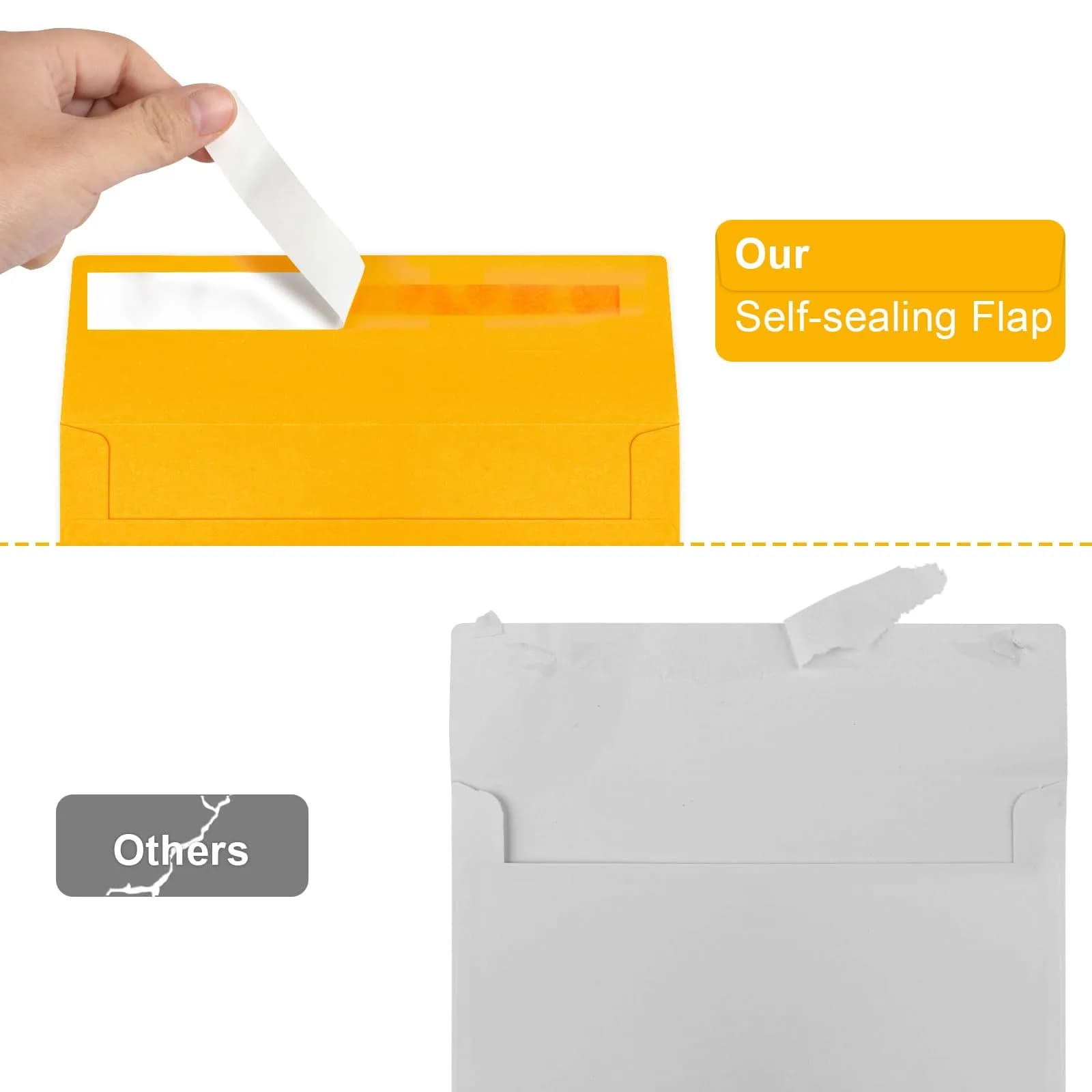 Joyberg Yellow 5x7 Envelopes 12.7x18.4cm (5.25x7.25in) | Self-Seal for Cards & Photos - view 3
