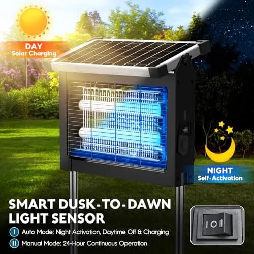 PhatroyYee Solar Bug Zapper Outdoor 4500V 11.1 Inch Height | Effective Mosquito Control for Patios & Yards thumbnail 5