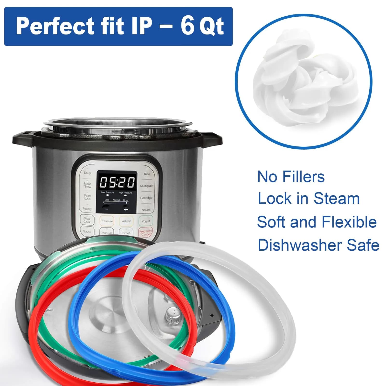 Fuator 6Qt 4-Pack Silicone Sealing Rings & Float Valve Caps | Instant Pot Replacement Parts for 5 & 6 Qt Models - view 3