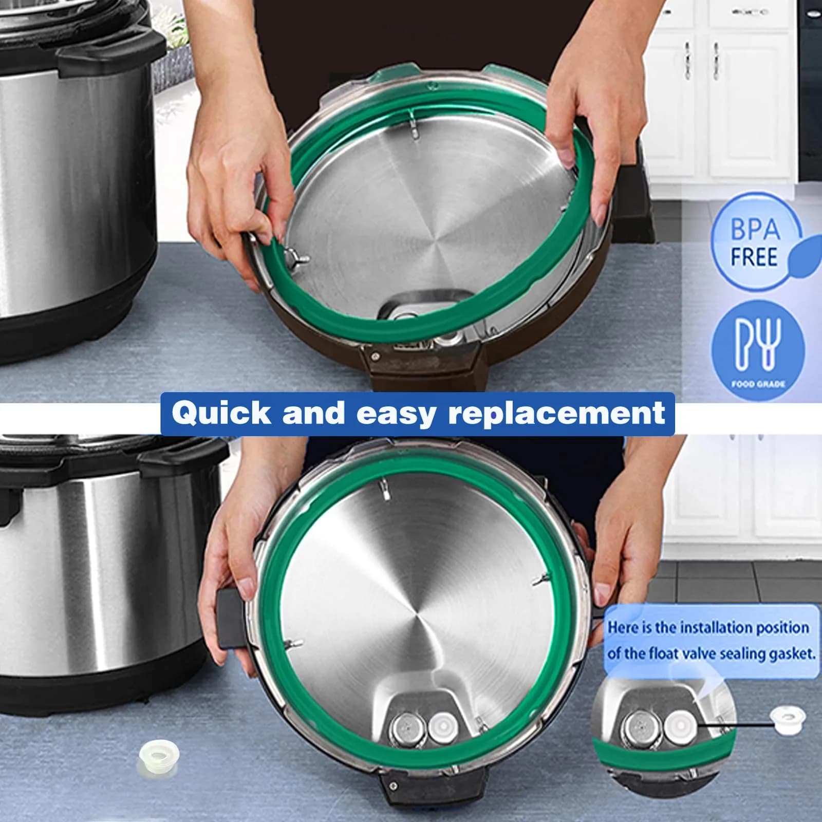 Fuator 6Qt 4-Pack Silicone Sealing Rings & Float Valve Caps | Instant Pot Replacement Parts for 5 & 6 Qt Models - view 4