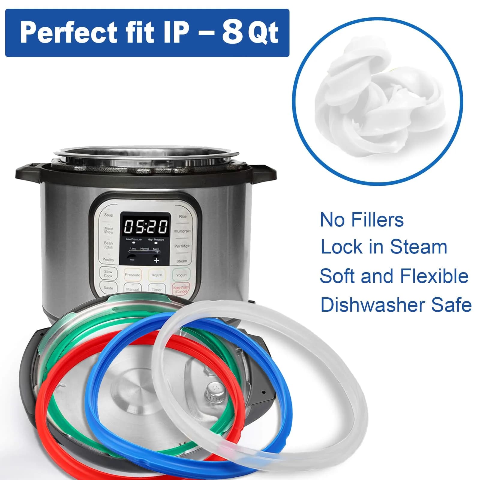 Fuator 8Qt Instant Pot Sealing Ring & Float Valve Caps 4-Pack | Food-Grade Silicone Gasket for 8 Quart Models - view 5