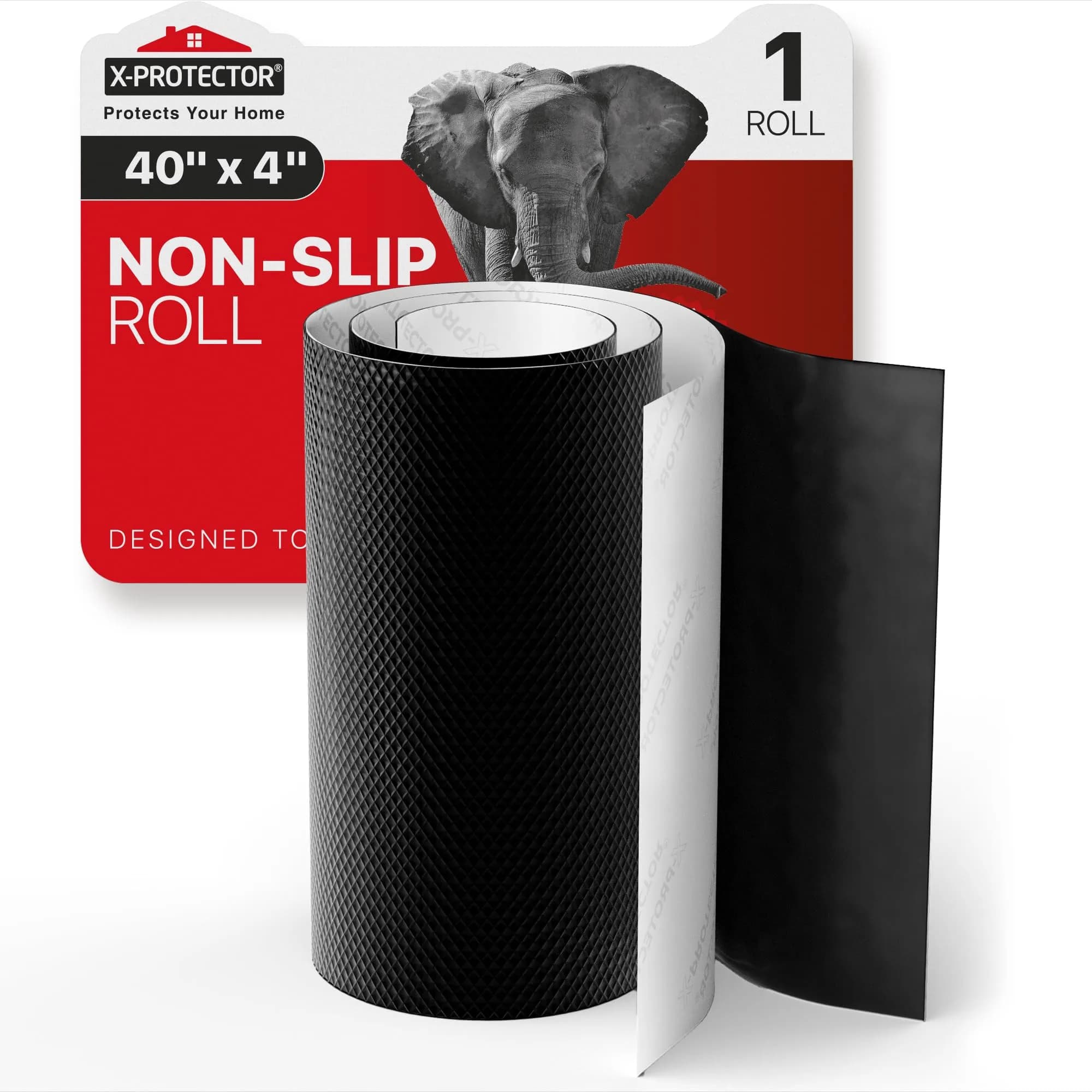 X-Protector Non Slip Pad Roll 101.6 cm x 10.16 cm (40 x 4 Inches) Black | Grips Furniture & Appliances on Hard Floors — 1 PC 40 x 4 inch (Black Silicone)