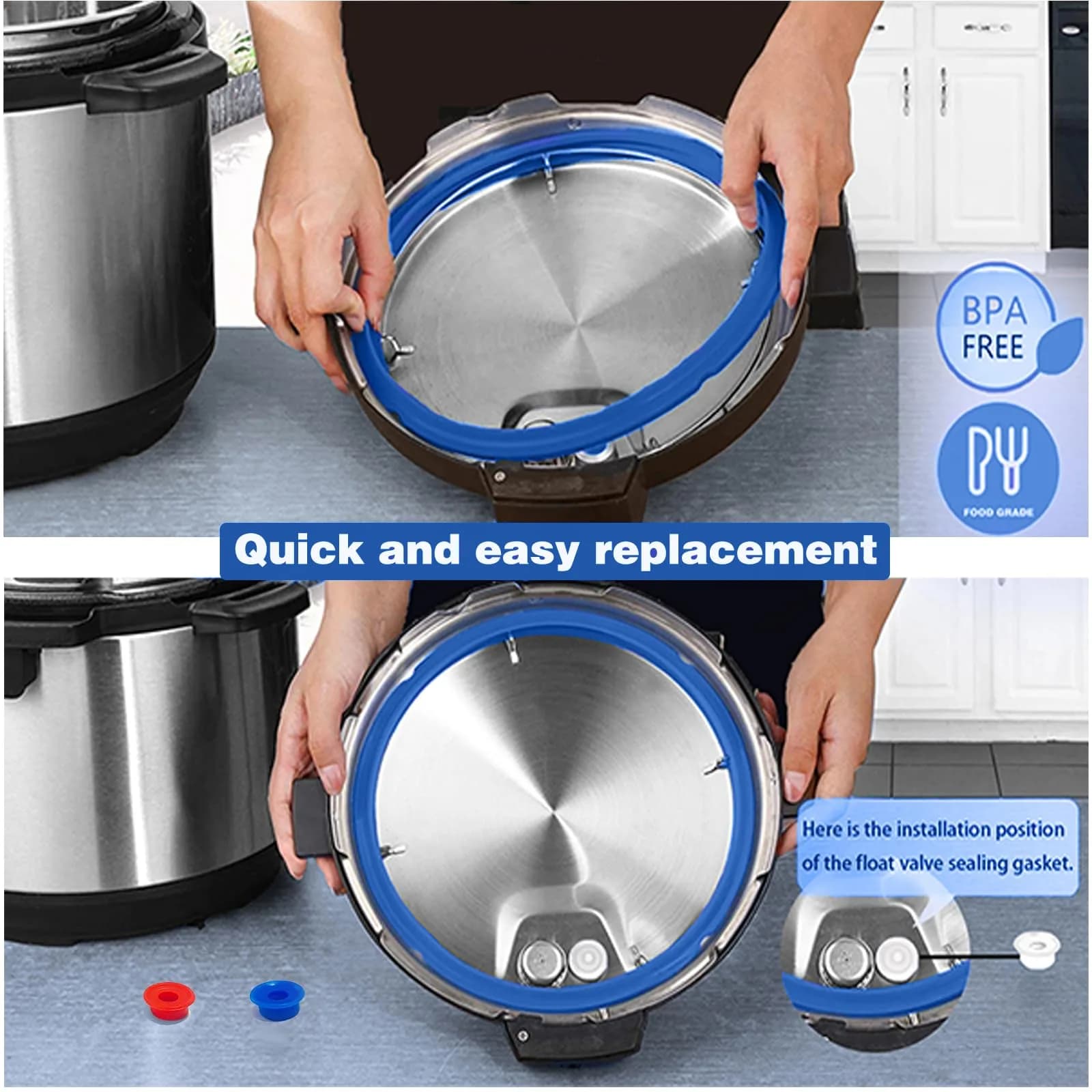 Fuator 3Qt Silicone Sealing Ring & Float Valve Caps 4-Pack | Fits Instant Pot Duo Models - view 7