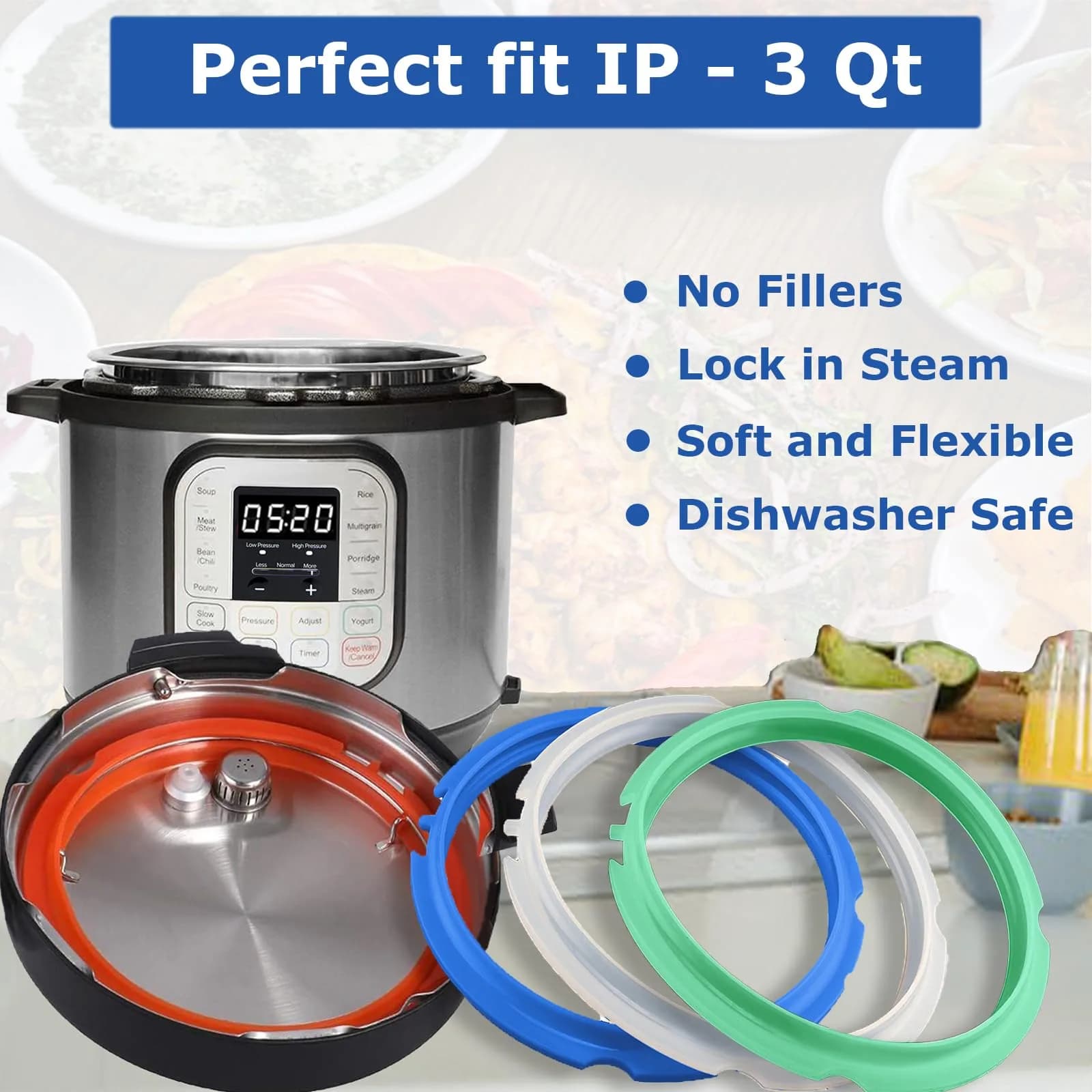 Fuator 3Qt Silicone Sealing Ring & Float Valve Caps 4-Pack | Fits Instant Pot Duo Models - view 3
