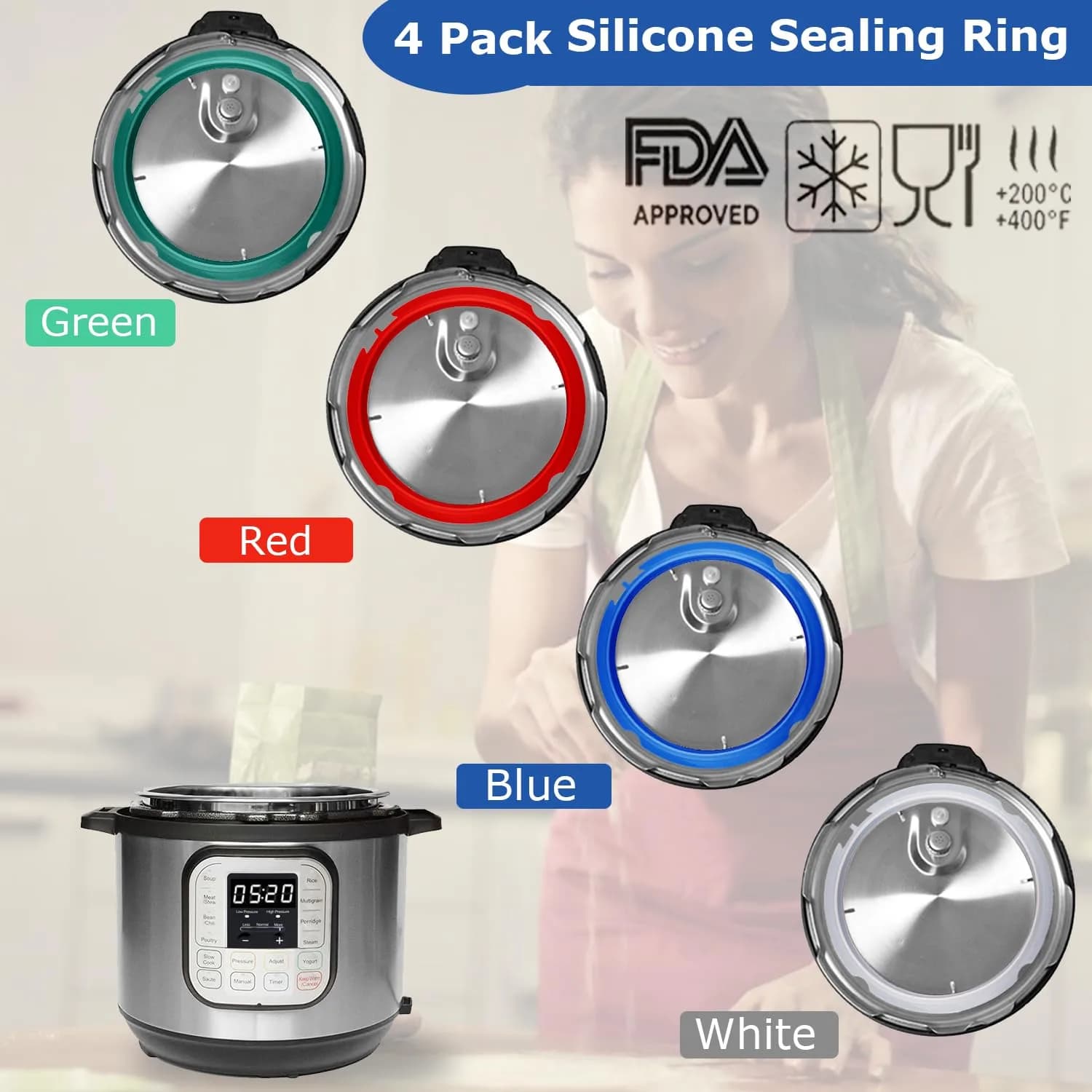 Fuator 3Qt Silicone Sealing Ring & Float Valve Caps 4-Pack | Fits Instant Pot Duo Models - view 4