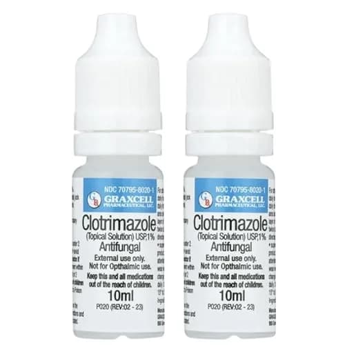 Graxcell Clotrimazole 1% Antifungal Solution 0.34 Fl Oz Pack of 2 | Fast Relief for Athlete's Foot & Ringworm thumbnail 1