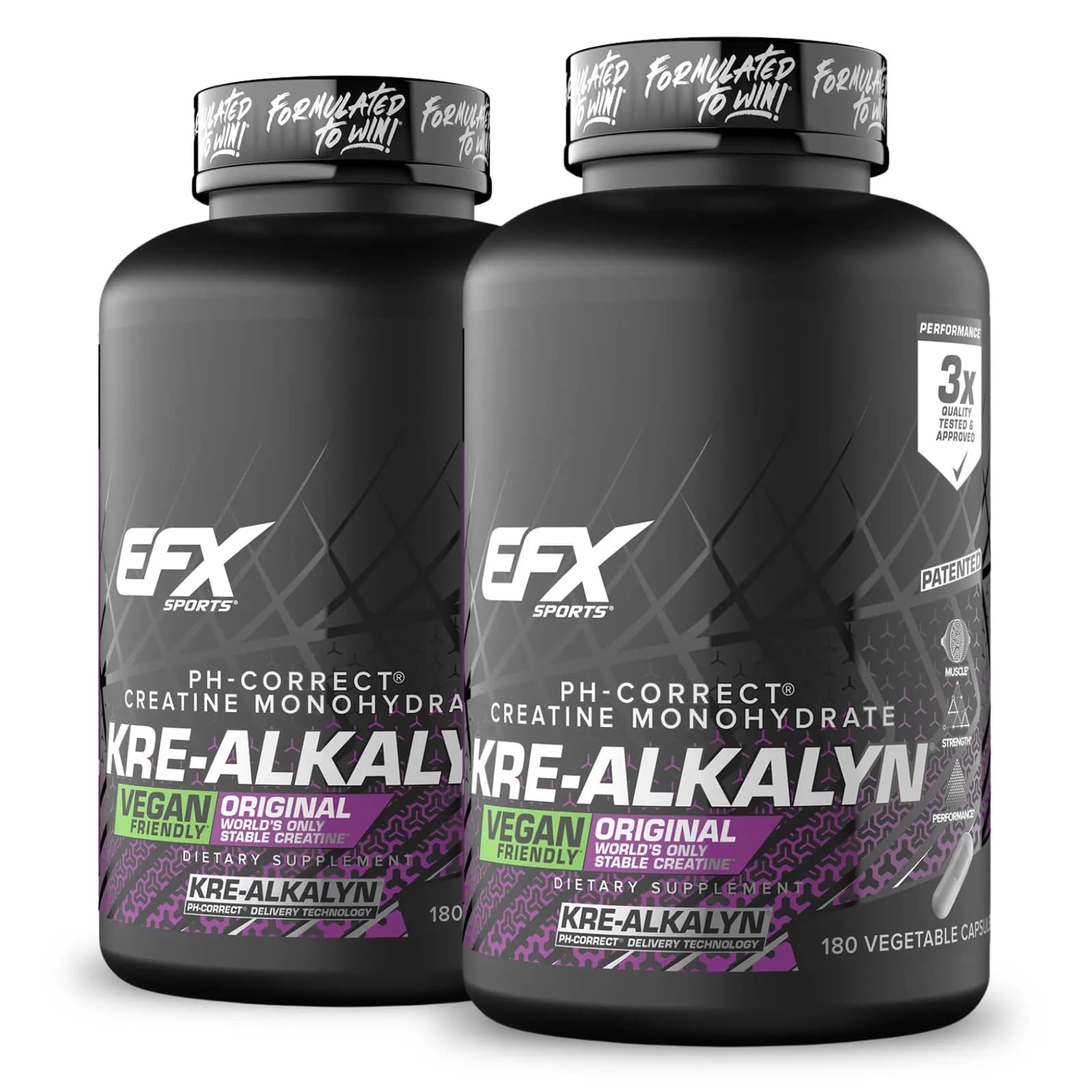 EFX Sports Kre-Alkalyn EFX pH-Correct Creatine Monohydrate Veggie Capsules 360 Count (Pack of 2) | Vegan Friendly Strength & Muscle Growth - main product image