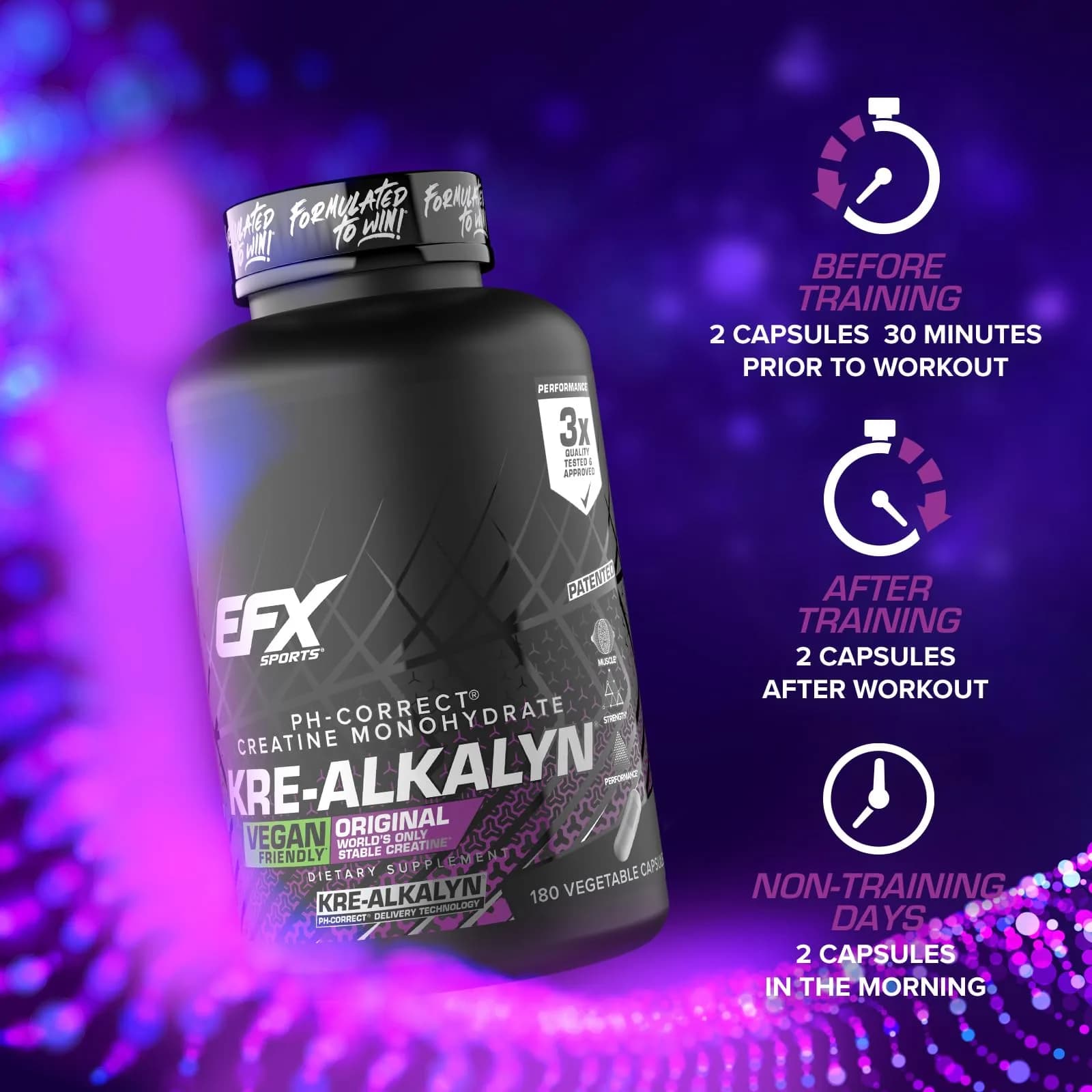 EFX Sports Kre-Alkalyn EFX pH-Correct Creatine Monohydrate Veggie Capsules 360 Count (Pack of 2) | Vegan Friendly Strength & Muscle Growth - view 8