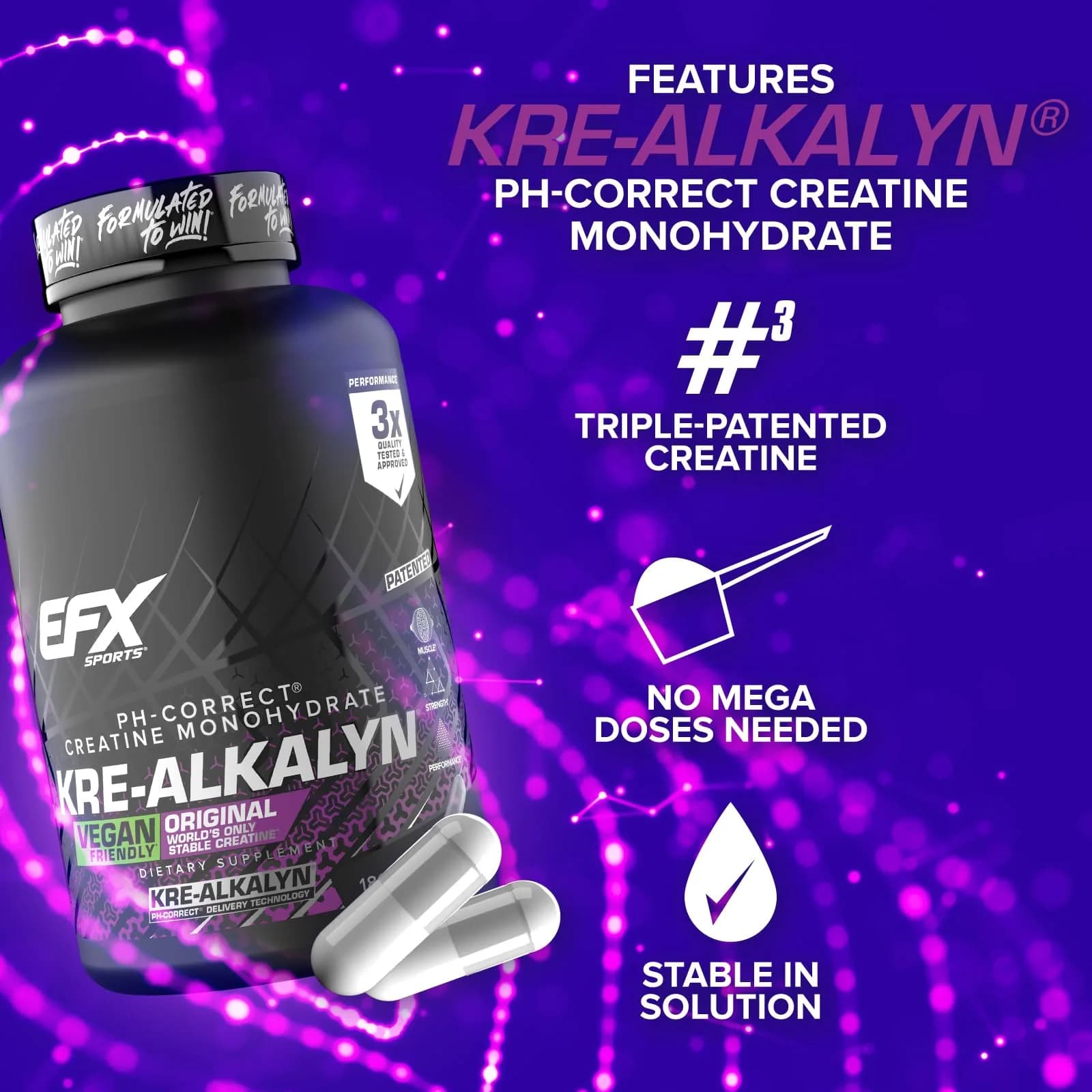 EFX Sports Kre-Alkalyn EFX pH-Correct Creatine Monohydrate Veggie Capsules 360 Count (Pack of 2) | Vegan Friendly Strength & Muscle Growth - view 4
