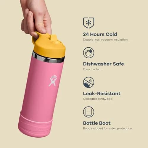 Hydro Flask Kids Water Bottle with Straw Cap - 18 Oz (532ml) Seaspray Blue | Insulated Stainless Steel for 24 Hrs Cold thumbnail 7