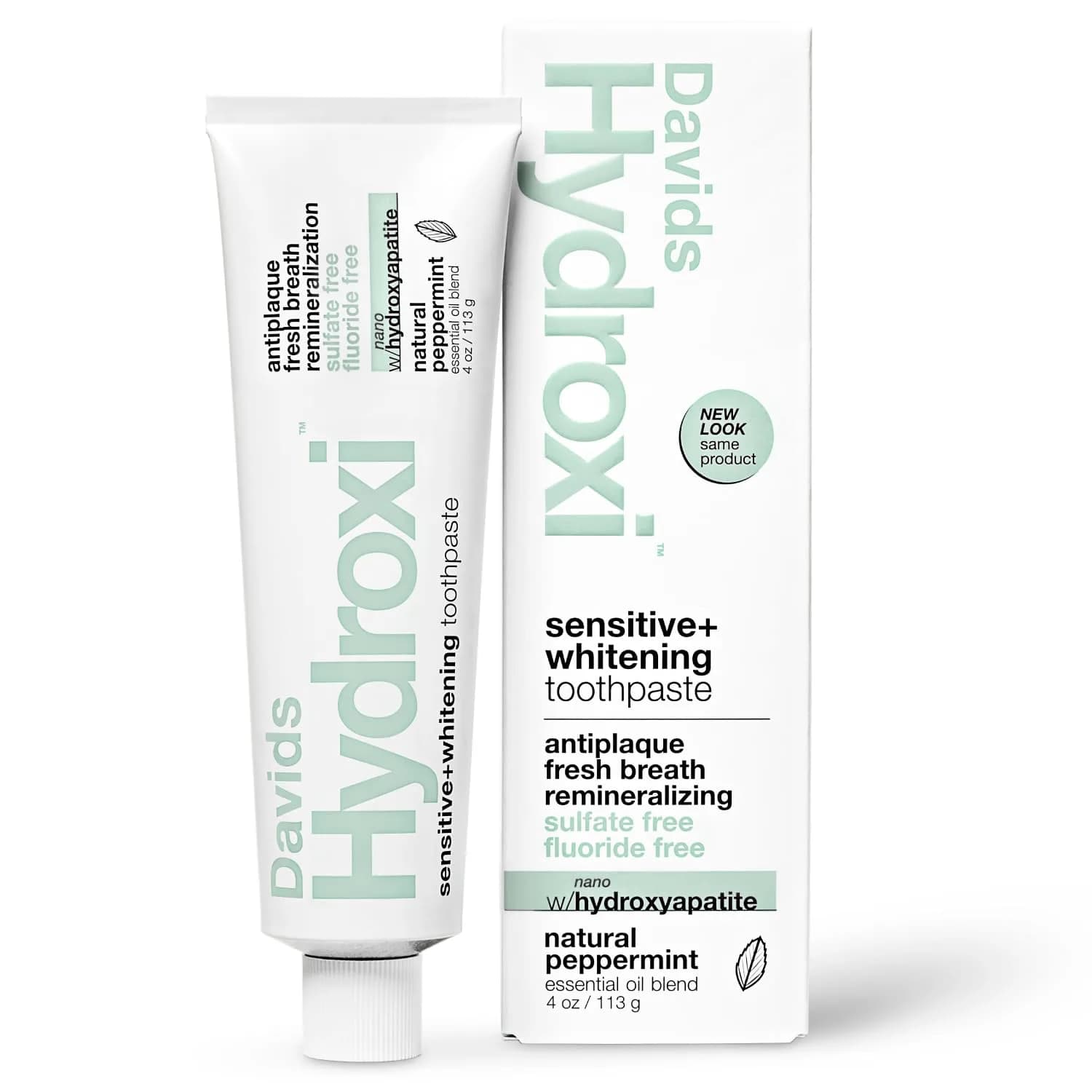 Davids Sensitive Mint Hydroxyapatite Toothpaste, 4 oz | Fluoride-Free Enamel Health & Whitening - main product image