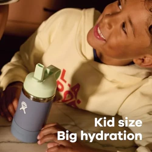 Hydro Flask Kids Water Bottle with Straw Cap - Stainless Steel Insulated - 355ml (12 Oz) - Anemone Purple | Keeps Drinks Cold 24 Hours thumbnail 6