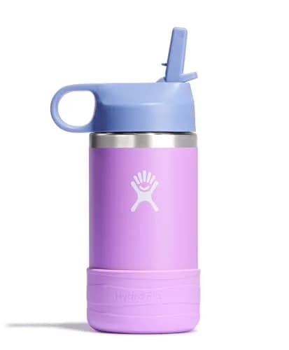 Hydro Flask Kids Water Bottle with Straw Cap - Stainless Steel Insulated - 355ml (12 Oz) - Anemone Purple | Keeps Drinks Cold 24 Hours thumbnail 1